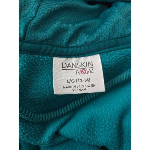 Danskin Now Heathered Green Hooded Fleece Lined Thumb Holes Jacket Women's L - Picture 4 of 5